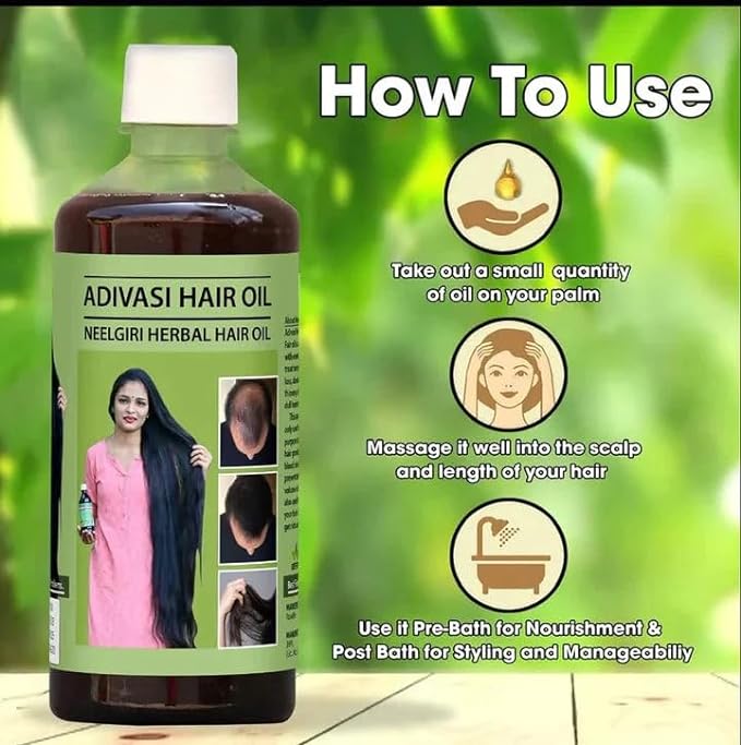 Adivasi Herbal Hair Growth Oil | Controls Hairfall | Strong and Healthy Hair (Pack of 2) 125ml Each