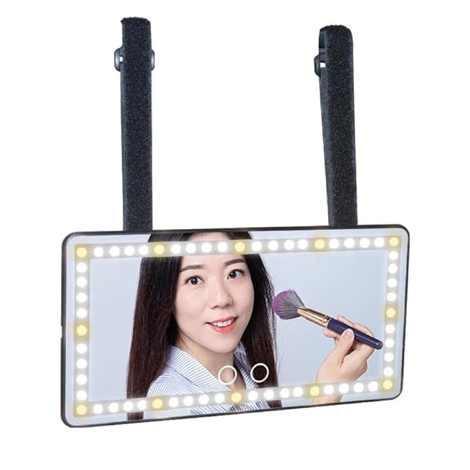 Car Vanity Mirror, Makeup Mirror with 3 Light Modes and 60 LEDs, Rechargeable LED Light